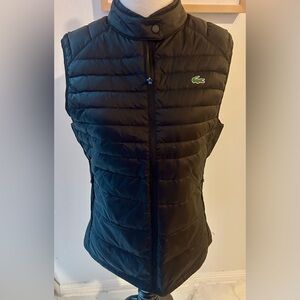 Lacoste Sport Men's Sz 36 XS Black Light Weight Puffer Vest Stretch Side Panel